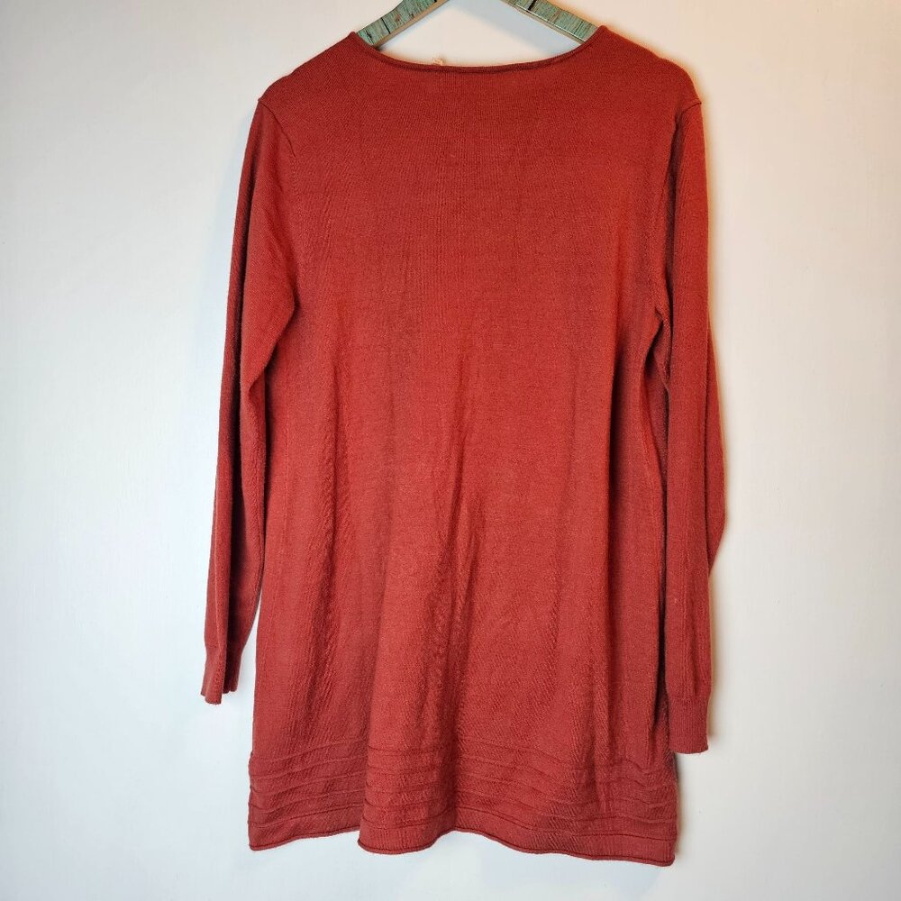 Soft Surroundings Autumn Orange Long Waisted Soft Knit Cardigan, Sz L - Picture 5 of 7